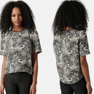Topshop | Paisley Curve Hem Top